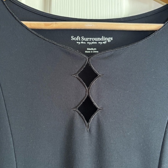 Soft Surroundings Black Dress Medium Eyelet Diamond Long Sleeve Modest Event - Picture 7 of 9